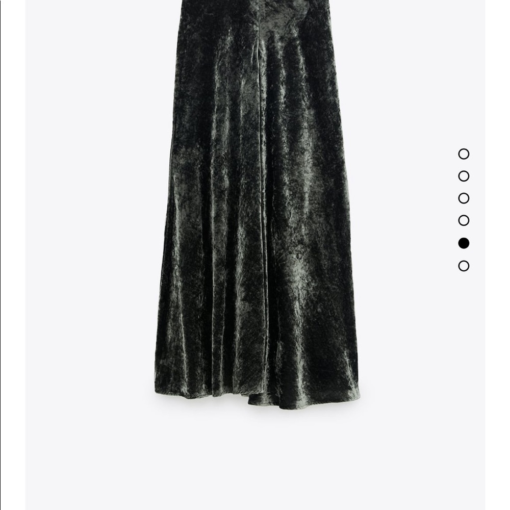 Zara Olive Green Velvet A-Line Skirt - Picture 5 of 8